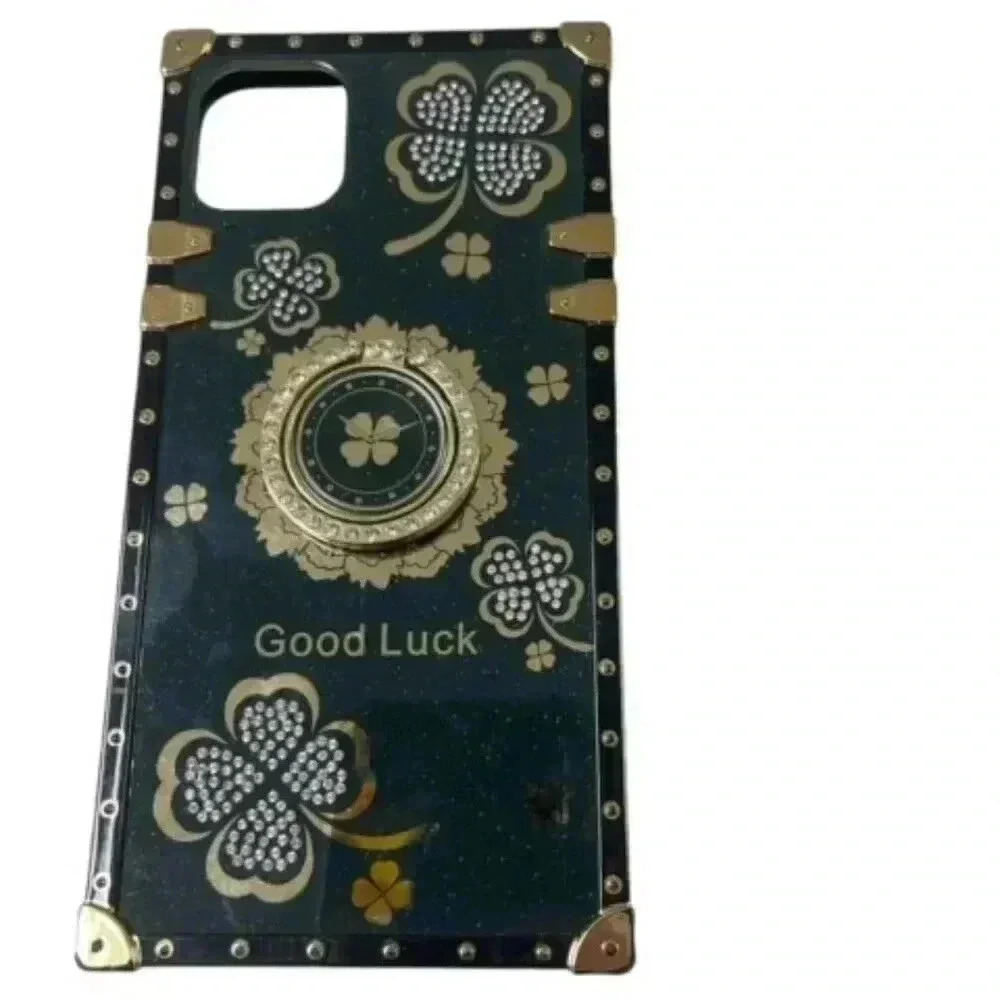 Iphone 11 6.5 Good Luck Irish‎ Phone Case Clover Leaf Green Gold